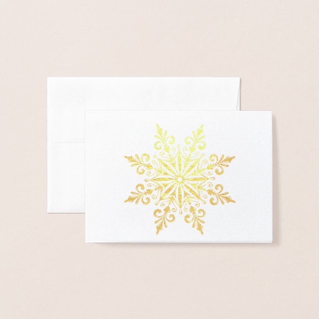Elegante Snowflake Winter Gruß Gold Folienkarte (Vorderseite mit Umschlag)
