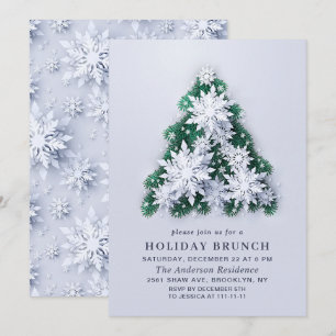 Elegante Snowflakes CHRISTMAS FERIENWOHNUNG BRUNCH Einladung
