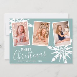 Elegante Snowflakes Frohe Weihnachten Custom Foto