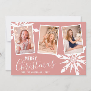 Elegante Snowflakes Frohe Weihnachten Custom Foto