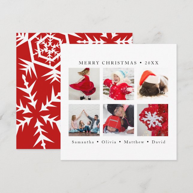 Elegante Snowflakes Frohe Weihnachten Custom Foto (Vorne/Hinten)