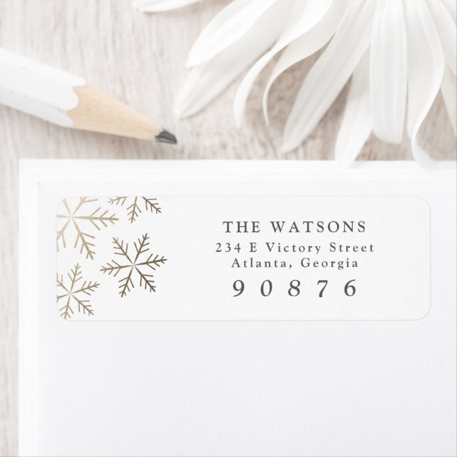 Elegante Snowflakes Gold Holiday Rücksendeadresse (Insitu)