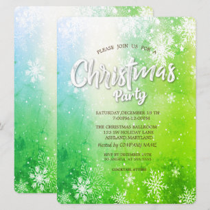Elegante Snowflakes Green Christmas Company Einladung