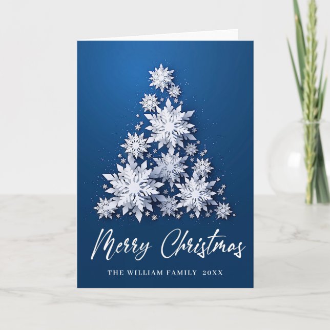 Elegante Snowflakes Weihnachten Gruß Holiday Karte (Vorderseite)