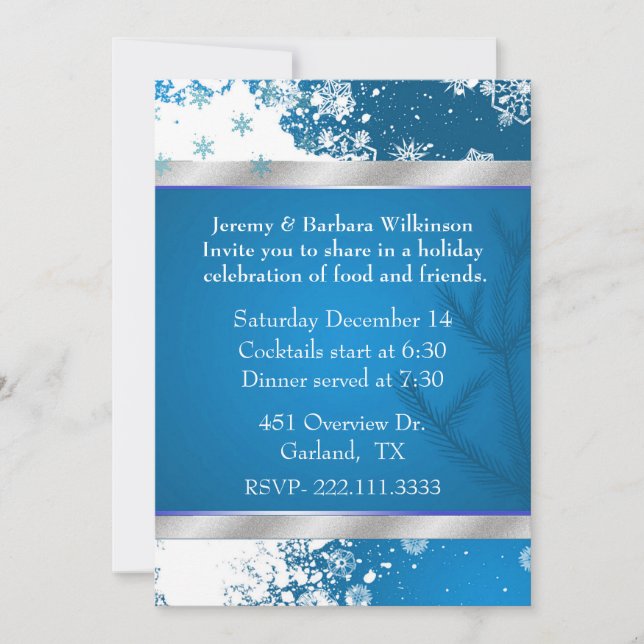 Elegante Snowflakes Weihnachten Party Einladung (Vorderseite)