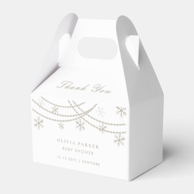 Elegante Snowflakes Winter Baby Dusche Geschenkschachtel (Vorderseite)