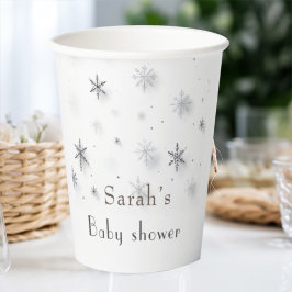 Elegante Snowflakes Winterdusche Baby Pappbecher