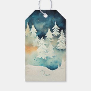 Elegante Snowy Winter Trees Geschenkanhänger