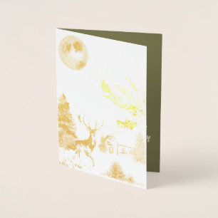 Elegante Snowy Winter Wonderland Kardinal Foil Car Folienkarte