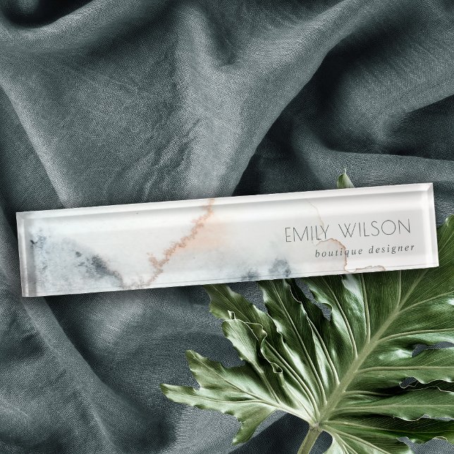 Elegante Soft Aqua Blue Gold Aqua Namensplakette (Von Creator hochgeladen)