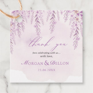 Elegante Soft Blush Lavendel Blumen Hochzeitsgunst Geschenkanhänger