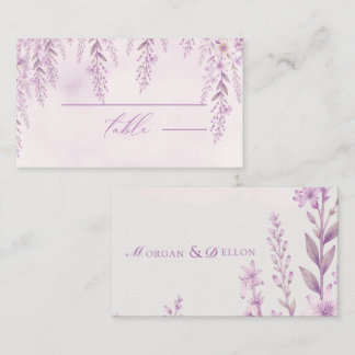 Elegante Soft Blush Lavendel Blumenhochzeit Platzkarte
