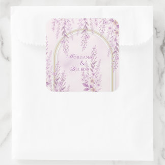 Elegante Soft Blush Lavendel Hochzeit  Quadratischer Aufkleber