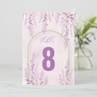 Elegante Soft Blush Lavendel Hochzeit Tischnummer