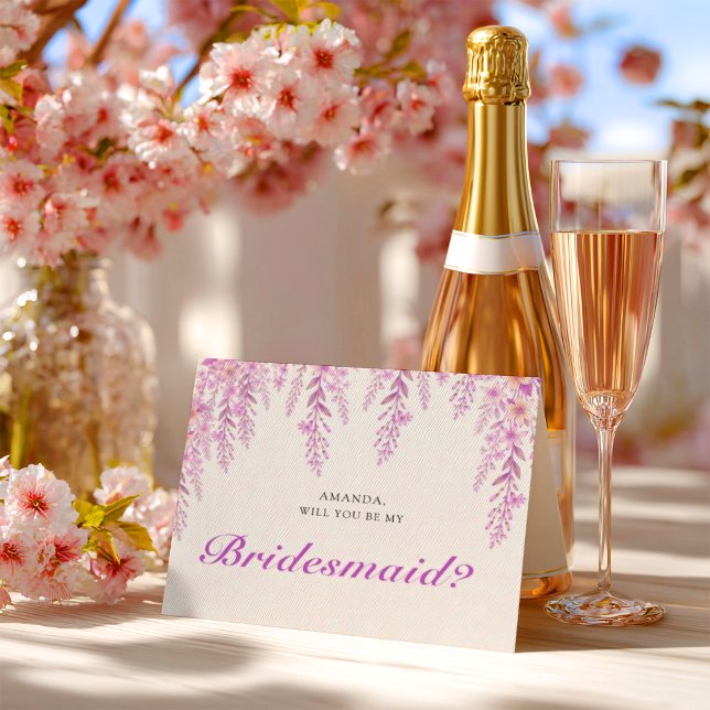 Elegante Soft Blush Lavendel Hochzeitsbrautjungfer Postkarte (Von Creator hochgeladen)
