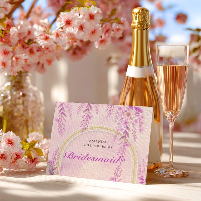 Elegante Soft Blush Lavendel Hochzeitsbrautjungfer Postkarte (Von Creator hochgeladen)