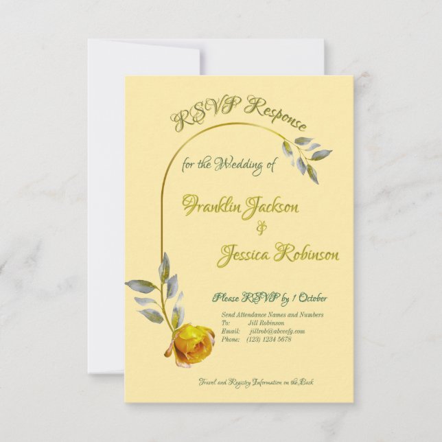 Elegante Soft Peace Rose Buttergelb Oval RSVP Karte (Vorderseite)