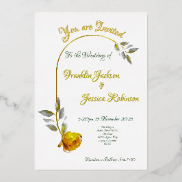 Elegante Soft Peace Rose Grün & Goldmedaille Hochz Folieneinladung