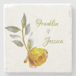 Elegante Soft Peace Rose Grün & Goldmedaille Hochz Steinuntersetzer