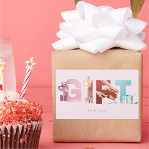 Elegante Soft-Pink-GIFT-Foto-Typografie groß Rechteckiger Aufkleber