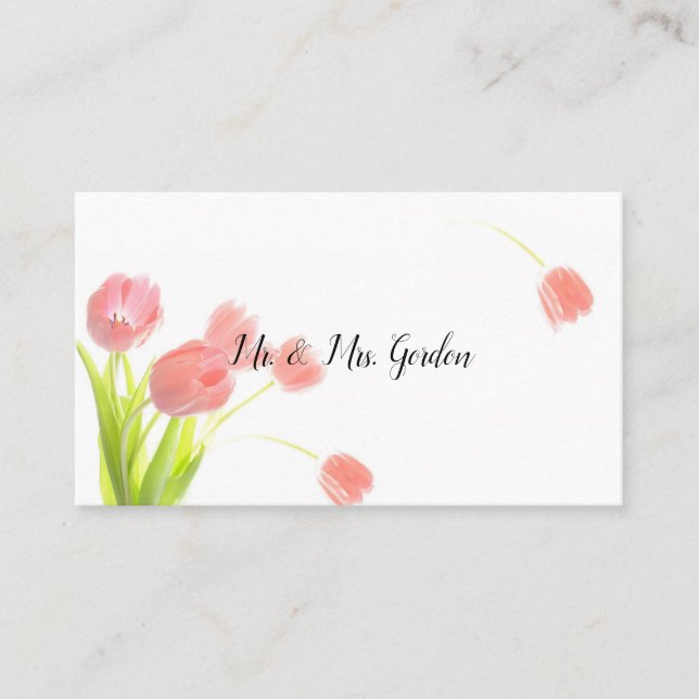 Elegante Soft Pink Tulips Platzkarte (Vorderseite)