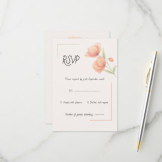 Elegante Soft Sage Grün und Pfirsich Blumen Hochze RSVP Karte