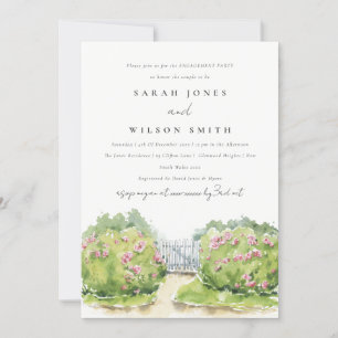 Elegante Soft Watercolor Hütte Garden Verlobung Einladung