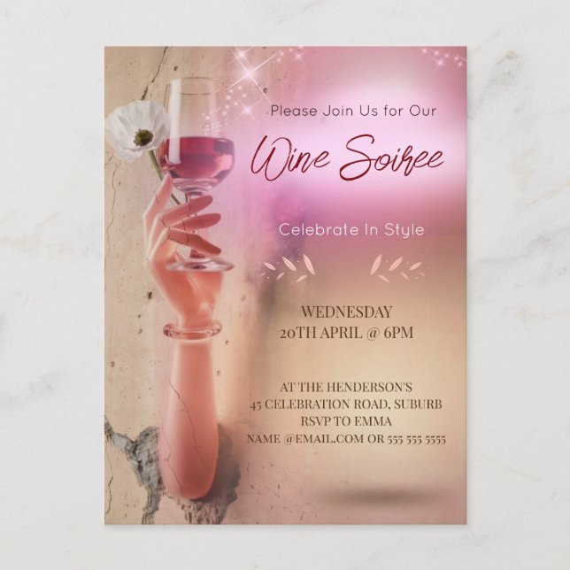 Elegante Soiree Cocktail Einladung Postkarte (Vorderseite)