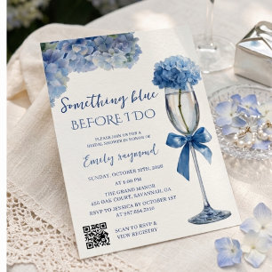 Elegante Something Blue Brautparty-Hochzeit Einladung