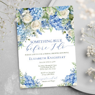 Elegante Something Blue Hortensien-Junggesellinnen Einladung