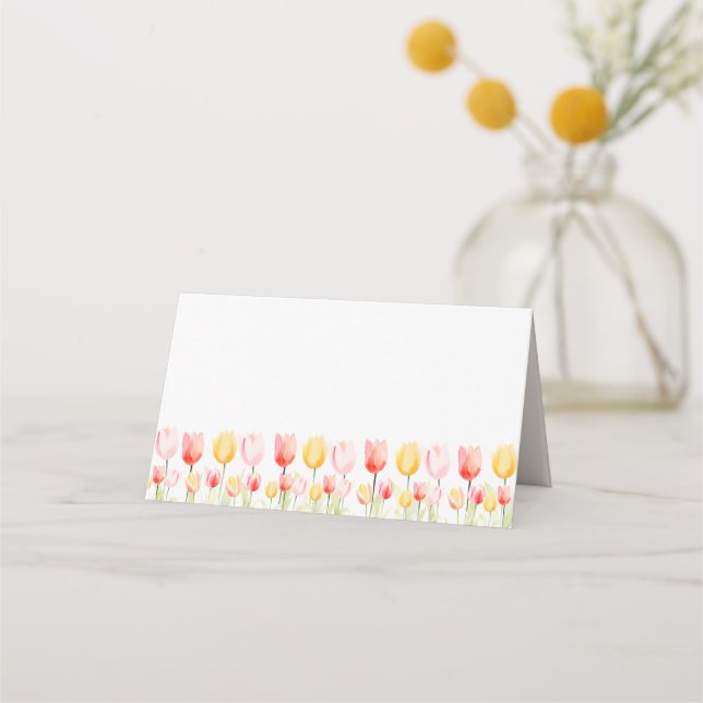 Elegante Sommer-Blume Rosa und Gelb Platzkarte (Vorderseite)