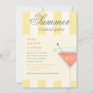 Elegante Sommer-Cocktailparty-Einladung - Gelb Einladung