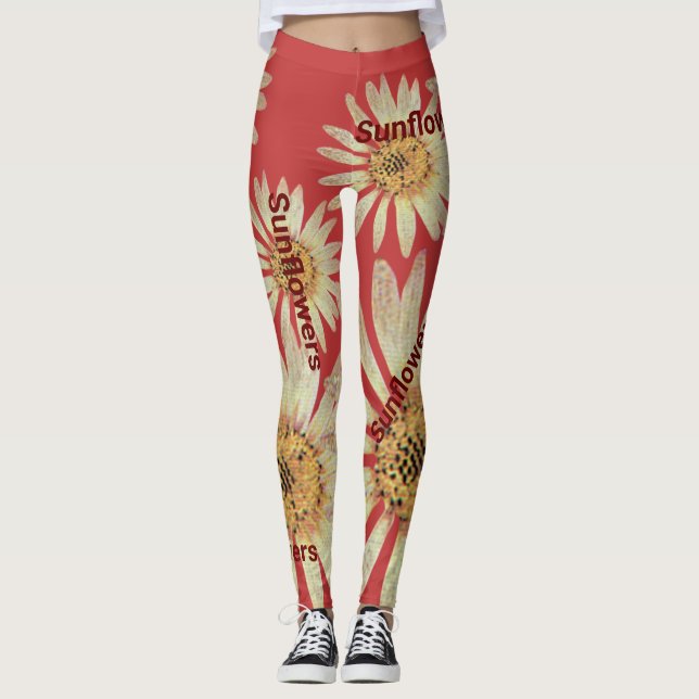Elegante Sommer-Sonnenblumen Frauen rot Leggings (Vorderseite)