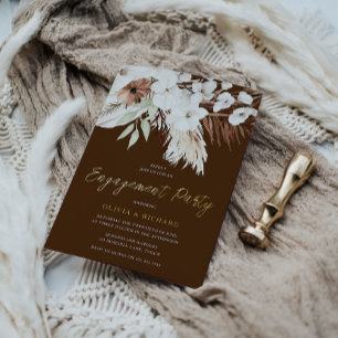 Elegante Sommer- und Herbst-Boho-Floral-Verlobungs Folieneinladung