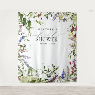 Elegante Sommer-Wildblumen-Shower-Fotobooth Wandteppich