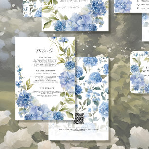 Elegante Sommerblumen-Wildblume Blau Weiß Detail Begleitkarte