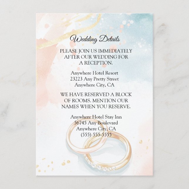 Elegante Sommergoldenringe Hochzeit Begleitkarte (Vorderseite)