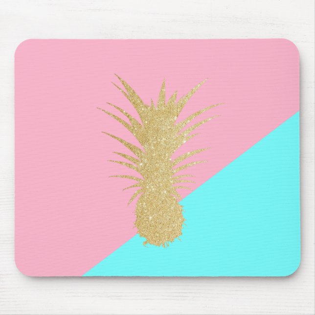 elegante SommergoldGlitterananas-Rosaminze Mousepad (Vorne)
