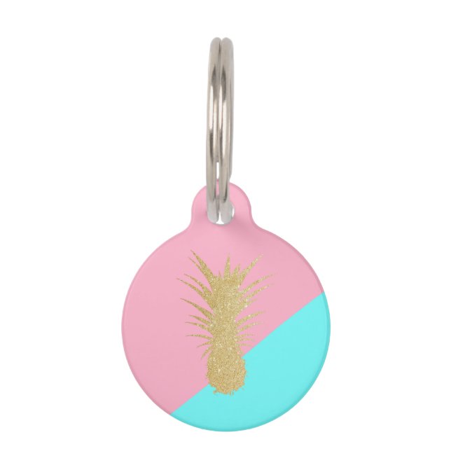 elegante SommergoldGlitterananas-Rosaminze Tiermarke (Vorderseite)