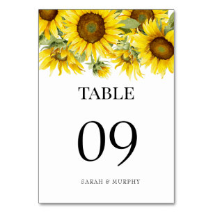 Elegante Sommerhochzeit mit Sonnenblumen Tischnummer