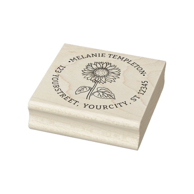 Elegante Sonnenblume #4 Name Rücksendeadresse Gummistempel (Stempel)