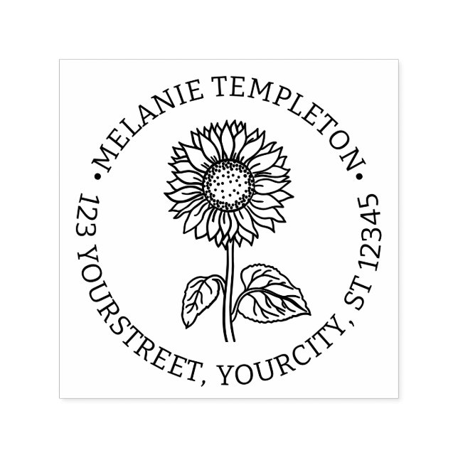 Elegante Sonnenblume #4 Name Rücksendeadresse Permastempel (Design)