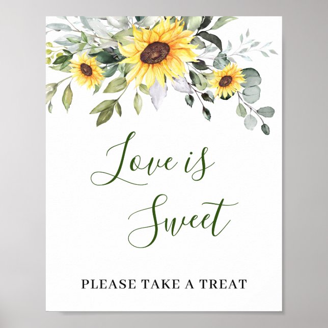 Elegante Sonnenblume Eukalyptus Liebe ist süße Hoc Poster (Vorne)