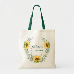 Elegante Sonnenblume Eukalyptus Rustic Bridesmaid Tragetasche