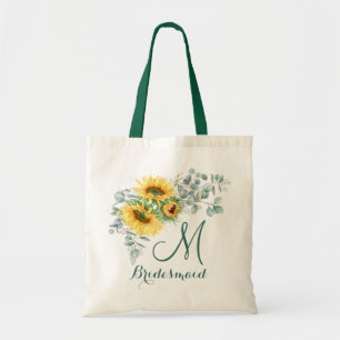 Elegante Sonnenblume Eukalyptus Rustic Bridesmaid Tragetasche