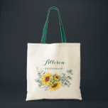 Elegante Sonnenblume Eukalyptus Rustic Bridesmaid Tragetasche<br><div class="desc">Elegante Sonnenblume Eukalyptus Rustikale Bridesmaid Tote Bag. Geben Sie Ihrem Brautparty eine Tasche, die es Ihnen ermöglicht, sich rundum zu fühlen! Diese Tasche sind so angepasst, dass sie alles sagen, was man möchte. Für weitere Anpassungen klicken Sie bitte auf den Link "Weitere Anpassung" und verwenden Sie unser Design-Tool, um diese...</div>