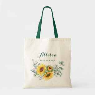 Elegante Sonnenblume Eukalyptus Rustic Bridesmaid Tragetasche