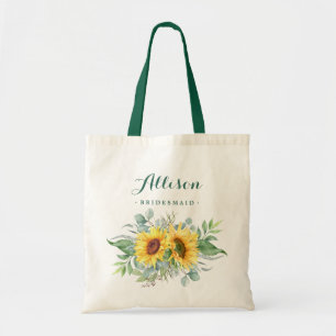 Elegante Sonnenblume Eukalyptus Rustic Bridesmaid Tragetasche