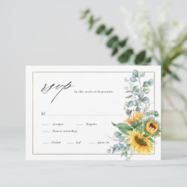 Elegante Sonnenblume Eukalyptus Wasserfarbenhochze RSVP Karte