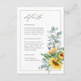Elegante Sonnenblume Eukalyptus Wedding Details Begleitkarte